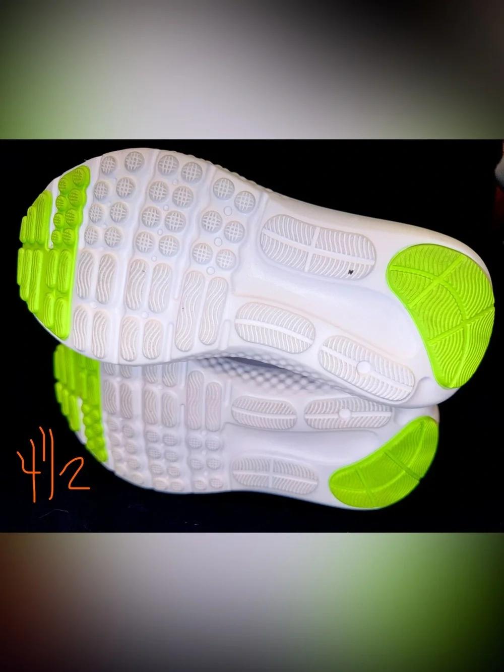 Under Armour Boys White & Neon Green Running Shoes 4.5